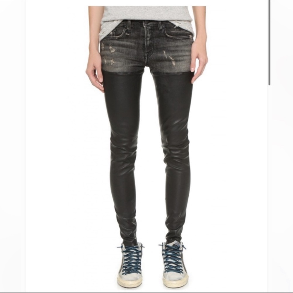 R13 Alison Chaps Leather Skinny Jeans size 26